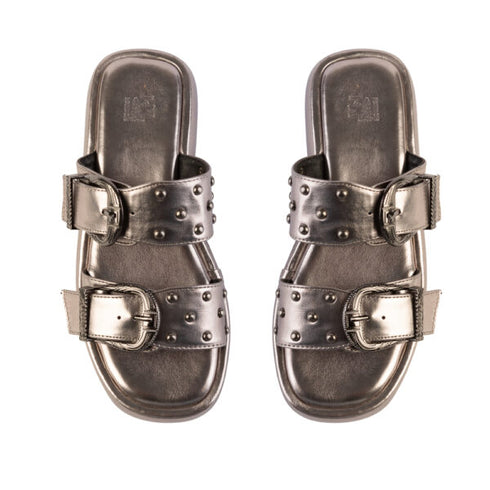 LoveBerry Γυναικεία Flatform Σανδάλια με Ρυθμιζόμενα Λουράκια και Διακοσμητικά Τρούκς Γκρι