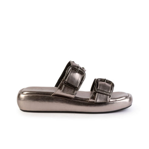 LoveBerry Γυναικεία Flatform Σανδάλια με Ρυθμιζόμενα Λουράκια και Διακοσμητικά Τρούκς Γκρι