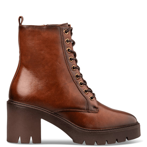 Miss NV Γυναικεία Combat Αρβυλάκια Με Μεσαίο Τακούνι V63-22202 Καφέ