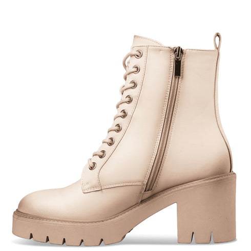 Miss NV Γυναικεία Combat Αρβυλάκια Με Μεσαίο Τακούνι V63-22202 Λευκό