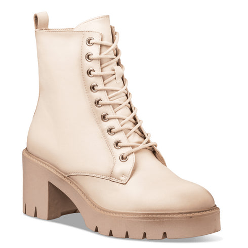 Miss NV Γυναικεία Combat Αρβυλάκια Με Μεσαίο Τακούνι V63-22202 Λευκό