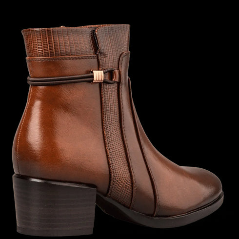 Miss NV Γυναικεία Μποτάκια Με Χαμηλό Τακούνι V63-22208 Καφέ