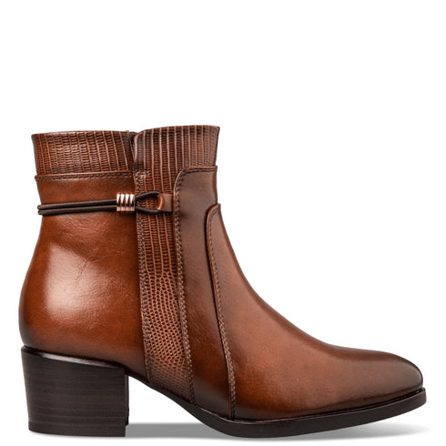 Miss NV Γυναικεία Μποτάκια Με Χαμηλό Τακούνι V63-22208 Καφέ