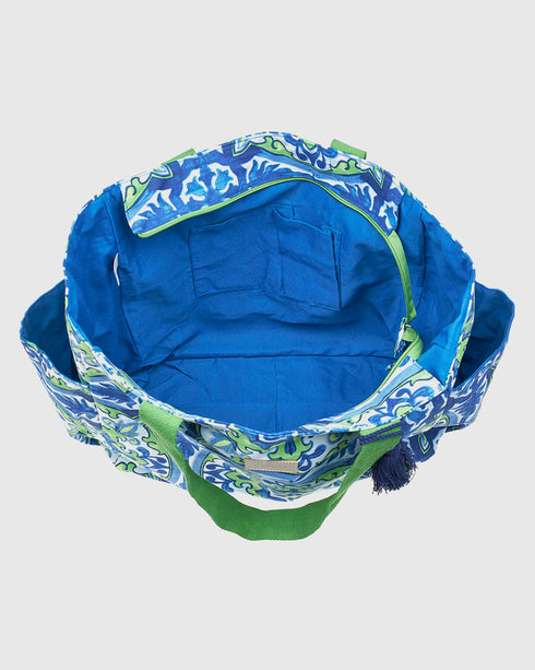 Verde Γυναικεία Τσάντα θαλάσσης Βαμβακερή 14-0328 Μπλε