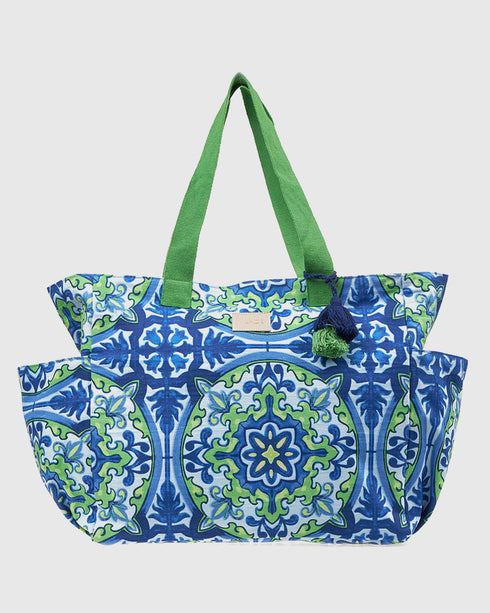 Verde Γυναικεία Τσάντα θαλάσσης Βαμβακερή 14-0328 Μπλε