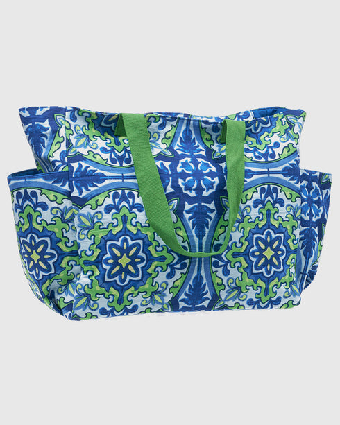 Verde Γυναικεία Τσάντα θαλάσσης Βαμβακερή 14-0328 Μπλε