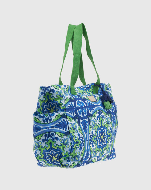 Verde Γυναικεία Τσάντα θαλάσσης Βαμβακερή 14-0328 Μπλε