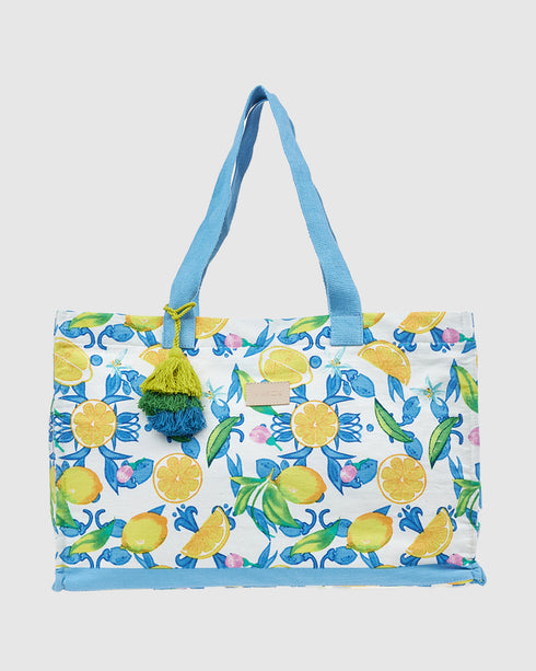 Verde Γυναικεία Τσάντα θαλάσσης Βαμβακερή 14-0329 Μπλε