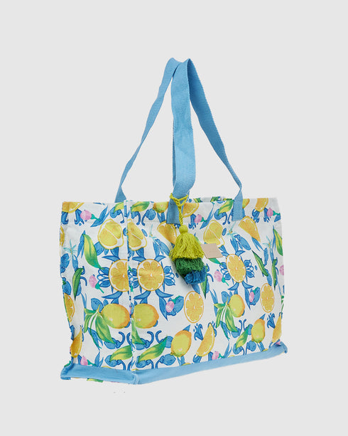 Verde Γυναικεία Τσάντα θαλάσσης Βαμβακερή 14-0329 Μπλε