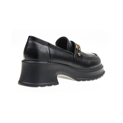 Verde Chunky Loafers με Χρυσή Λεπτομέρεια στο Μπροστά Μέρος 28-3927 Μαύρο