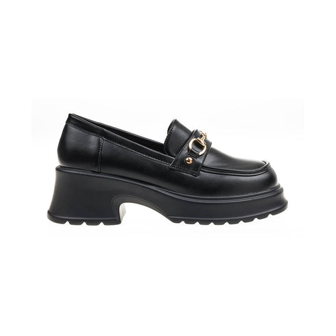 Verde Chunky Loafers με Χρυσή Λεπτομέρεια στο Μπροστά Μέρος 28-3927 Μαύρο