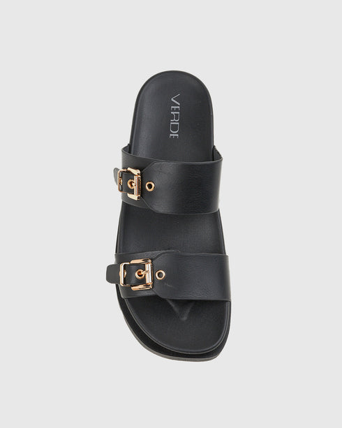 Verde Γυναικεία Flatform Σανδάλια με chunky Σόλα και Ρυθμιζόμενα Λουράκια 28-4090 Μαύρο