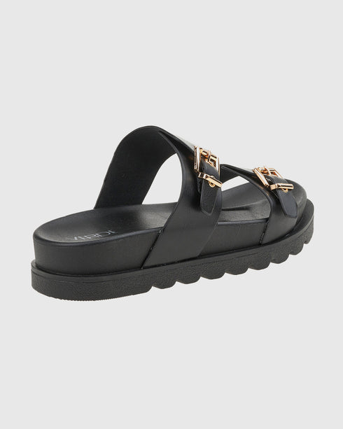 Verde Γυναικεία Flatform Σανδάλια με chunky Σόλα και Ρυθμιζόμενα Λουράκια 28-4090 Μαύρο