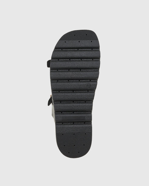 Verde Γυναικεία Flatform Σανδάλια με chunky Σόλα και Ρυθμιζόμενα Λουράκια 28-4090 Μαύρο