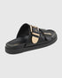 Verde Γυναικεία Σανδάλια με Ρυθμιζόμενα Λουράκια με Χρυσές λεπτομέρειες 28-4017 Μαύρο