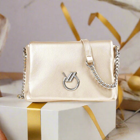 Verde Γυναικεία Τσάντα Χιαστί 16-7442 Χρυσό