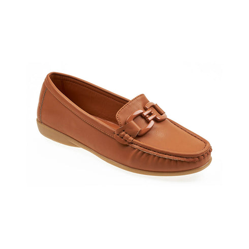 Verde Γυναικεία Loafer με Διακοσμητική Αγκράφα 28-3907 Κάμελ