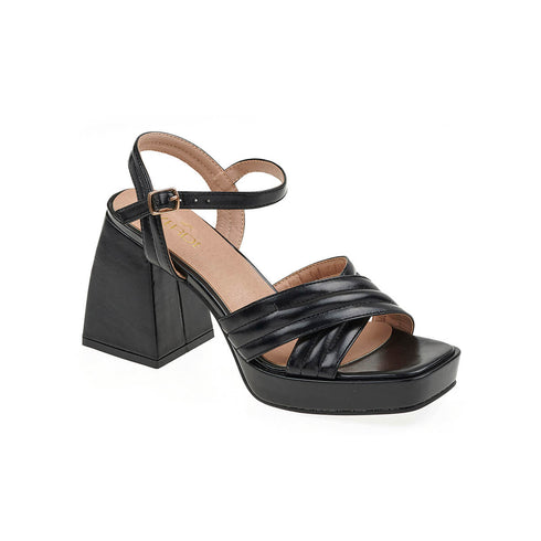 Verde Γυναικεία Πέδιλα με Χοντρό Τακούνι 28-3924 Μαύρο