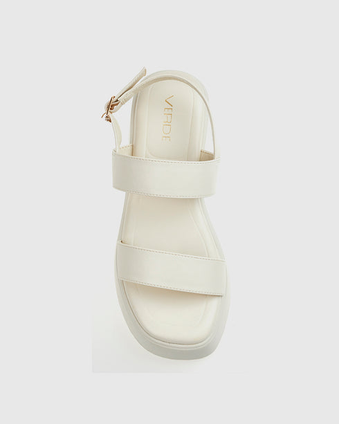 Verde Γυναικεία Platform Σανδάλια με Δέσιμο στον Αστράγαλο 28-4020 Εκρού