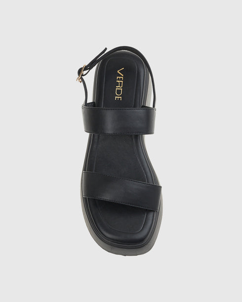 Verde Γυναικεία Platform Σανδάλια με Δέσιμο στον Αστράγαλο 28-4020 Μαύρο