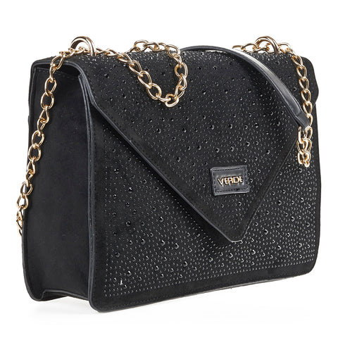 Verde Γυναικεία Τσάντα Ώμου 16-7007 Μαύρο