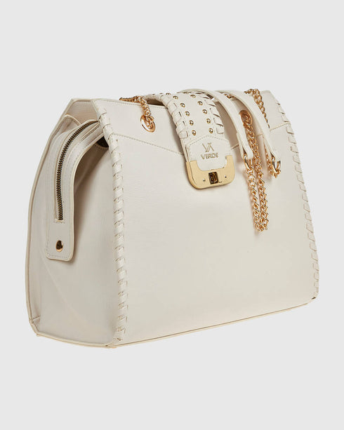 Verde Γυναικεία Τσάντα Ώμου 16-7704 Εκρού