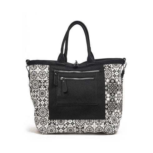 Verde Γυναικεία Τσάντα Χειρός-Ώμου Διπλής Όψης 16-7449 Μαύρο