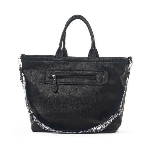 Verde Γυναικεία Τσάντα Χειρός-Ώμου Διπλής Όψης 16-7449 Μαύρο