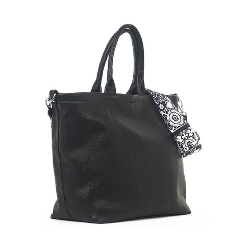 Verde Γυναικεία Τσάντα Χειρός-Ώμου Διπλής Όψης 16-7449 Μαύρο