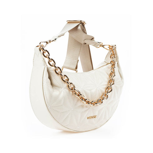 Verde Γυναικεία Τσάντα Χιαστί 16-7368 Εκρού