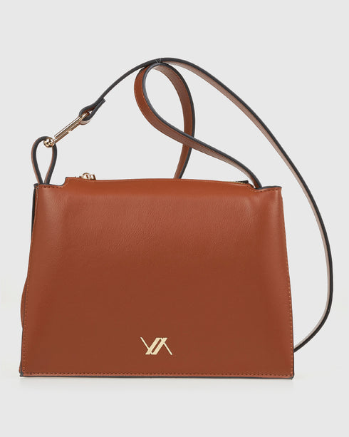 Verde Γυναικεία Τσάντα Χιαστί 16-8128 Κάμελ