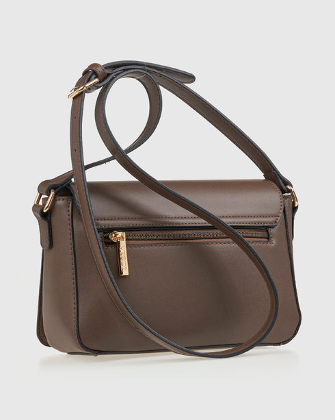 Verde Γυναικεία Τσάντα Χιαστί 16-8187 Καφέ