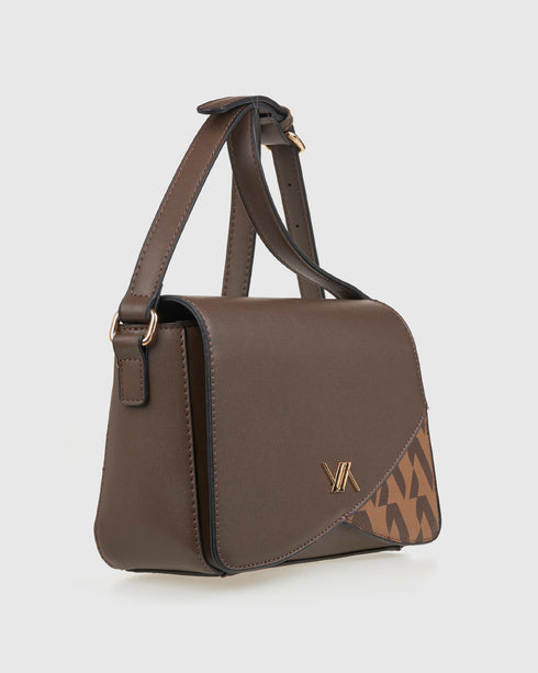 Verde Γυναικεία Τσάντα Χιαστί 16-8187 Καφέ