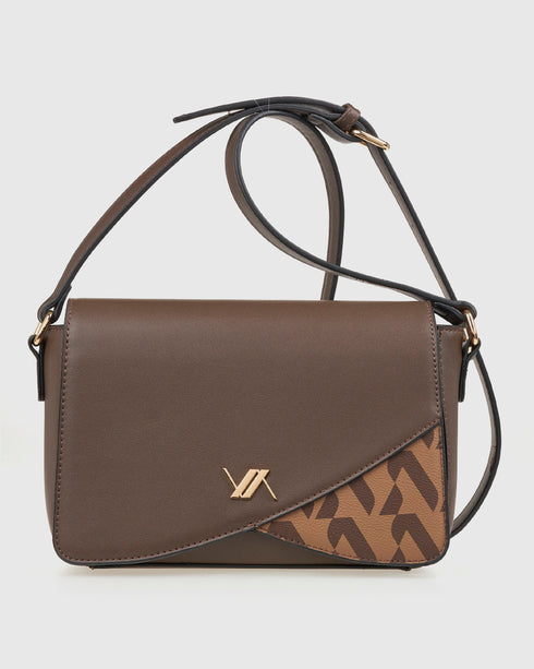 Verde Γυναικεία Τσάντα Χιαστί 16-8187 Καφέ