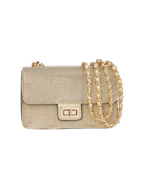 Verde Γυναικεία Τσάντα Χιαστί -Ώμου 16-6962 Χρυσό