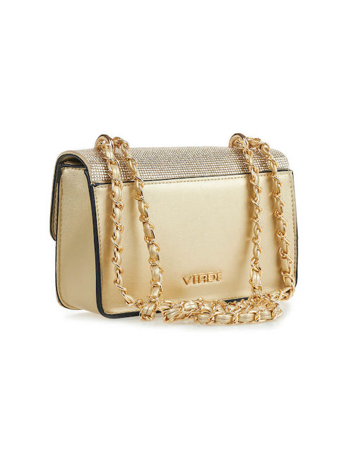 Verde Γυναικεία Τσάντα Χιαστί -Ώμου 16-6962 Χρυσό