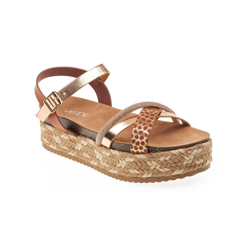 Verde Γυναικείες Πλατφόρμες Platform με Σχοίνινη Σόλα 28-3818 Κάμελ