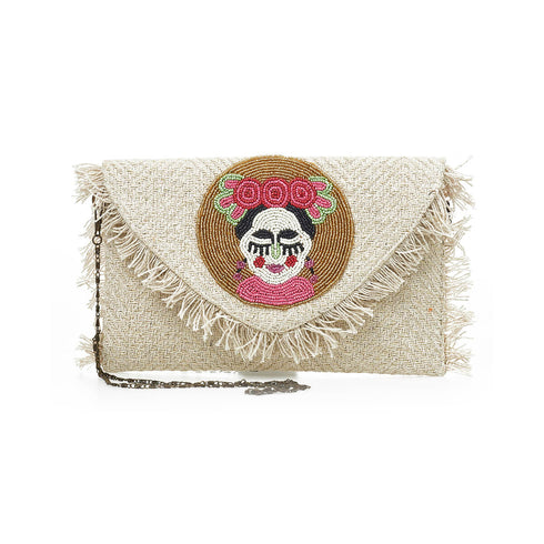 Verde Γυναικείο Τσαντάκι Βραδινό 01-1761 Βαμβακερό Μπεζ