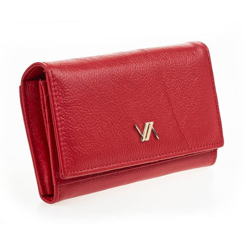 Verde Γυναικείο Δερμάτινο Πορτοφόλι 18-1403 Κόκκινο