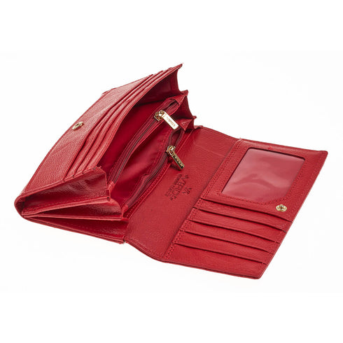 Verde Γυναικείο Δερμάτινο Πορτοφόλι 18-1403 Κόκκινο