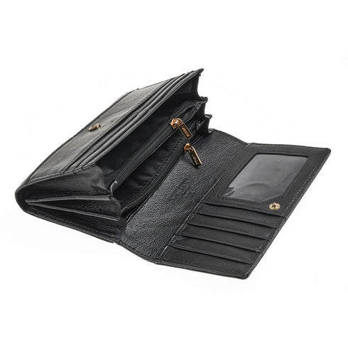 Verde Γυναικείο Δερμάτινο Πορτοφόλι 18-1403 Μαύρο