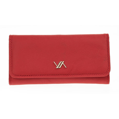 Verde Γυναικείο Δερμάτινο Πορτοφόλι 18-1404 Κόκκινο