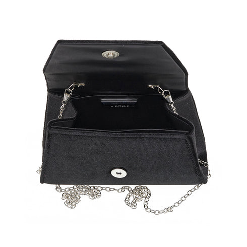 Verde Γυναικείο Βραδινό Τσαντάκι 01-1880 Μαύρο-Ασημί