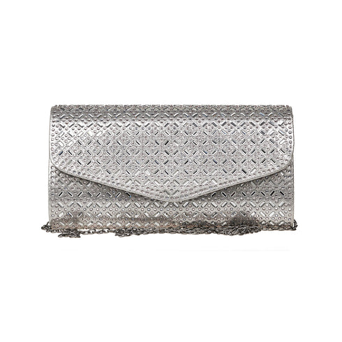 Verde Γυναικείο Βραδινό Τσαντάκι 01-1888 Ασημί