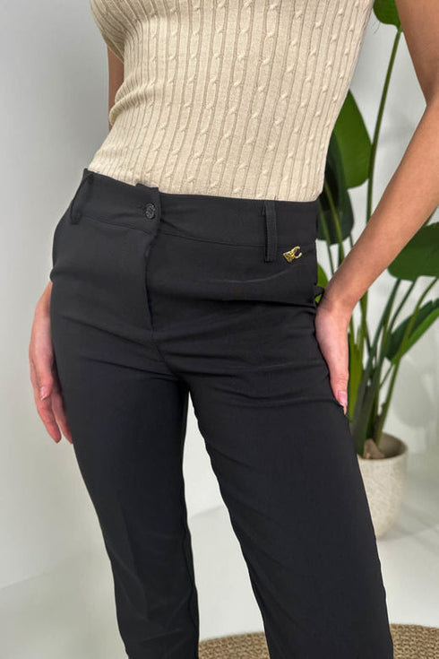 Cento Παντελόνι Υφασμάτινο Slim Μαύρο