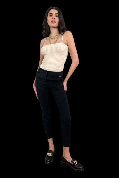 Cento Παντελόνι Υφασμάτινο Slim Μαύρο