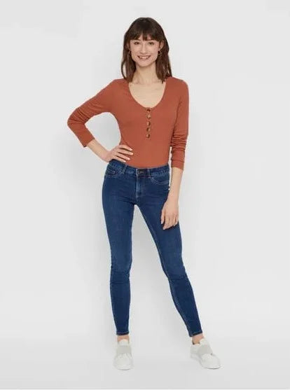 Pieces Παντελόνι Jean Ελαστικό Μπλέ