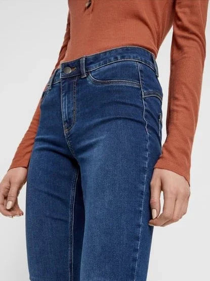 Pieces Παντελόνι Jean Ελαστικό Μπλέ