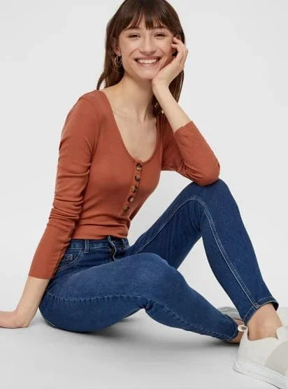 Pieces Παντελόνι Jean Ελαστικό Μπλέ