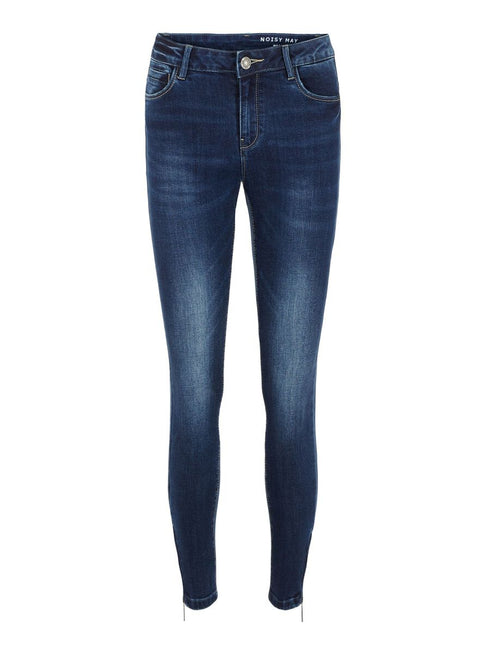 Noisy May Παντελόνι Jean Ankle Skinny Fit με Φερμουάρ στο Ρεβέρ Μπλέ